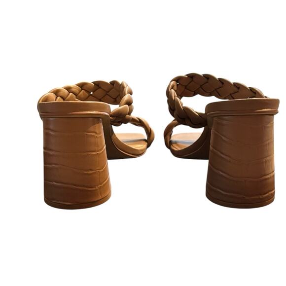 Dolce Vita Braided Block Heeled Sandals Paily Stella Tan Cafe Leather - Picture 6 of 10